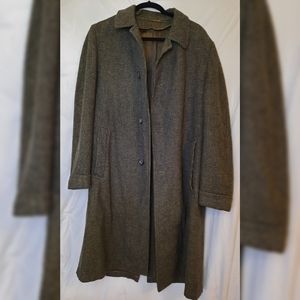 Women's Long Houndstooth Trench Coat - Olive Brown